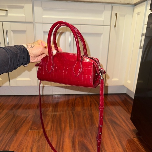 Mango Red Crocodile-Embossed Mini Bag - Picture 1 of 8